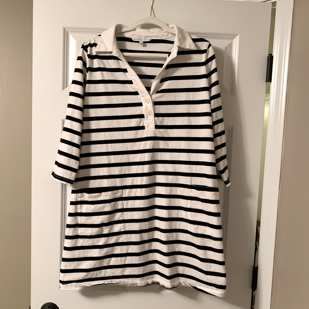 THE NINES by HATCH Striped Maternity Shirtdress, Size L